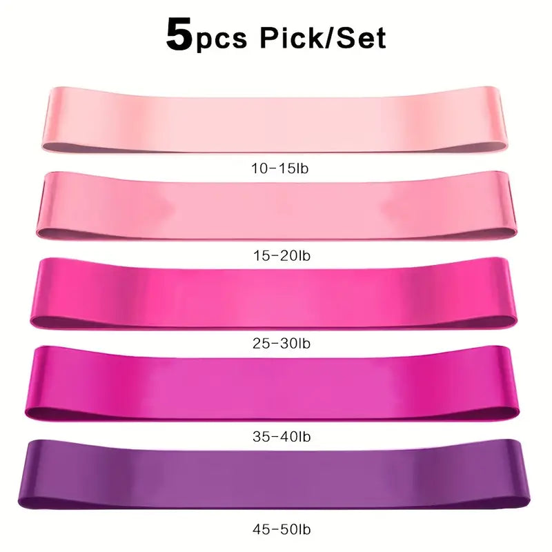Set 5 Benzi Elastice pentru Fitness și Antrenament – Rezistență Progresivă, Latex Premium